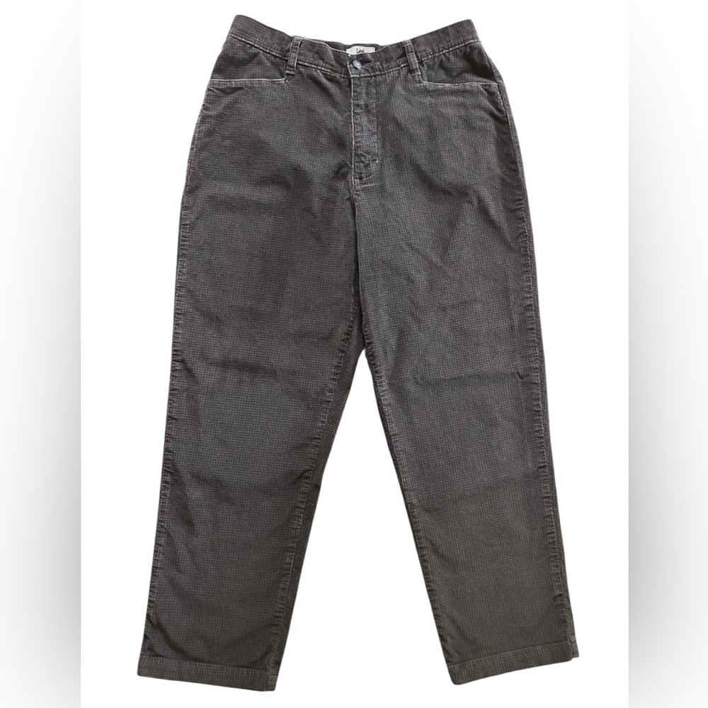 Lee Vintage 12P Brown Black Check Corduroy Pants Micro-Wale Straight Leg 90s